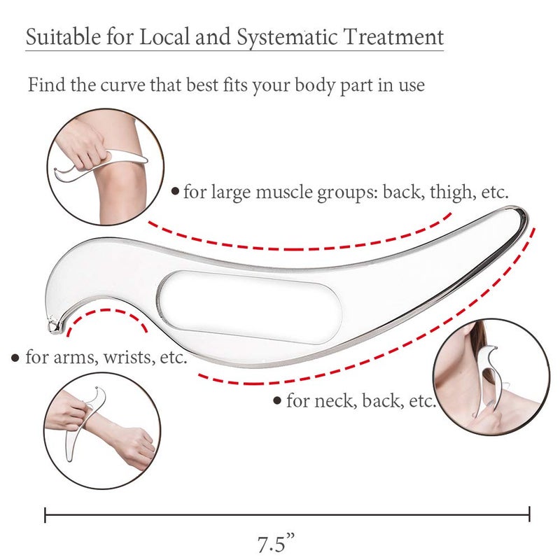 Allshow Guasha Tools, Stainless Steel Scraping Massage Tools, Muscle Scraper Massage Tools for Soft Tissue Mobilization Therapy and Deep Tissue Muscle Scraping - Image 4